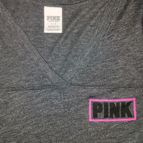 Women's VS Victoria's Secret Pink Hot Pink Gray Shirt Size Large - Picture 2 of 3